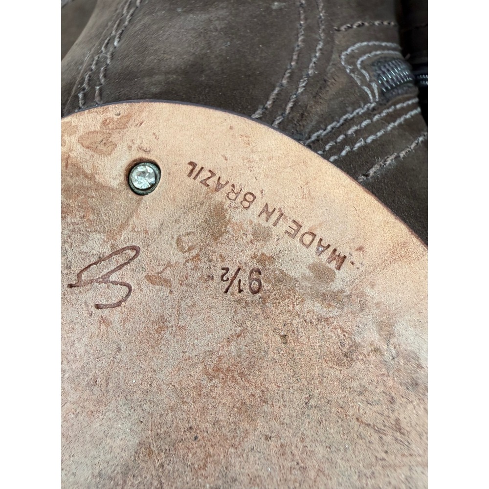 Corso Como Brown Suede Mary Jane Ankle Boots Heels 9.5 Boho Vintage Academia - Picture 6 of 13